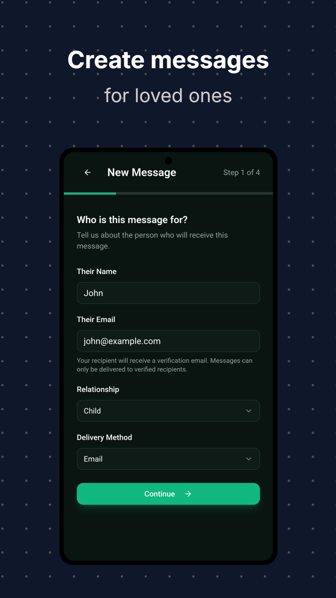 Create Message — Recipient Setup